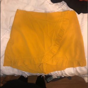 gold ruffle skort